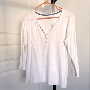 100% Cotton Croft&Barrow Half Snap 3/4 Long Sleeve Henley Shirt